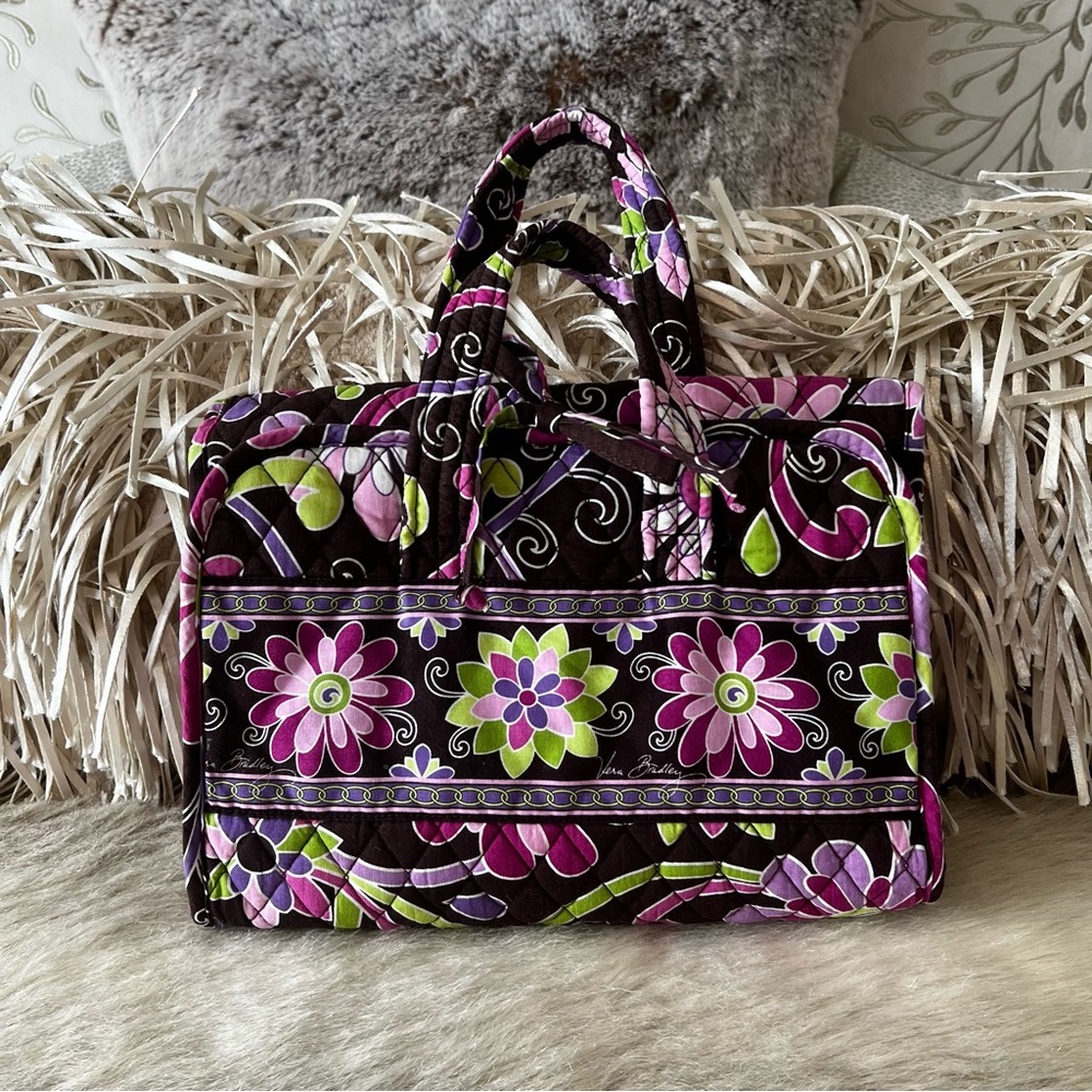 VERA BRADLEY Purple Punch 2009 Hanging Organizer Brown Pink Floral Y2K Travel